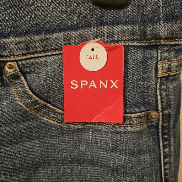 Spanx NWT Vintage Indigo Seam Front Pull On Wide Leg Jeans Size Tall M - Picture 2 of 6
